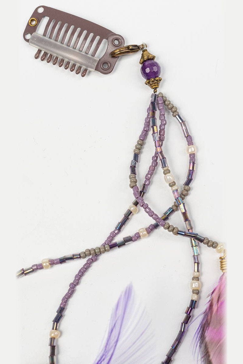 Перьевая заколка на волосы Хеномелес