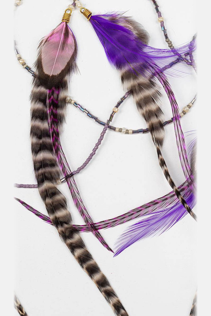 Перьевая заколка на волосы Хеномелес