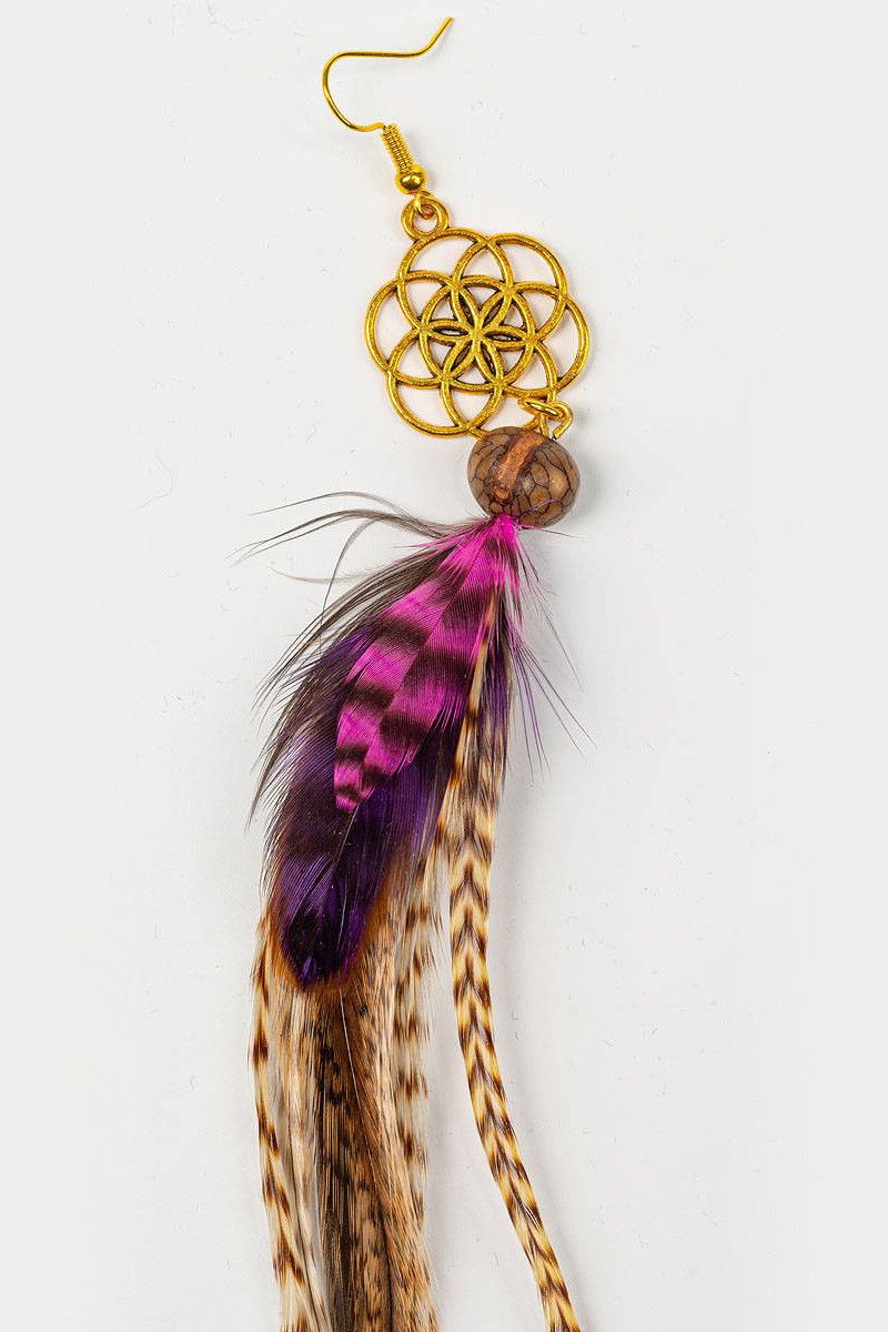 Перьевые бохо серьги Аммобиум