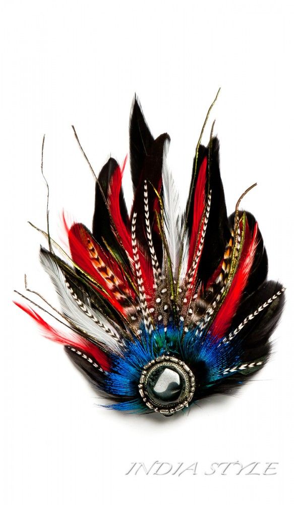 Заколка перьевая Синее солнце