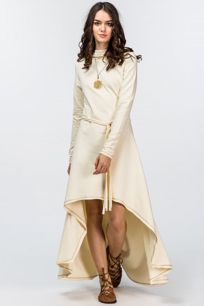 Утепленное кремовое платье